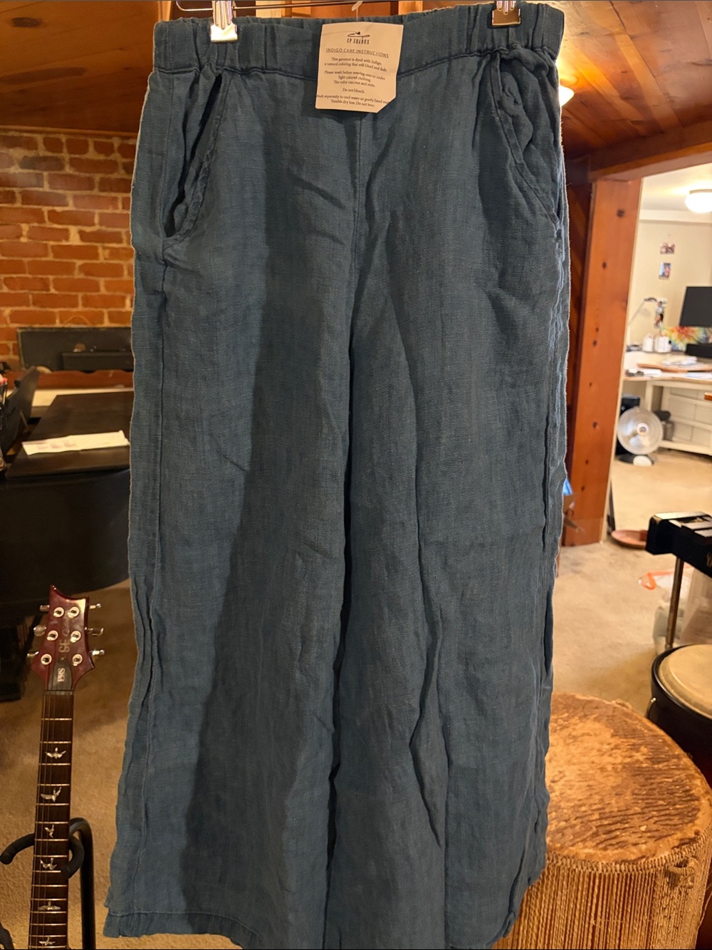 CP Shades Indigo Wide-Leg Linen Pants - Picture 1 of 3